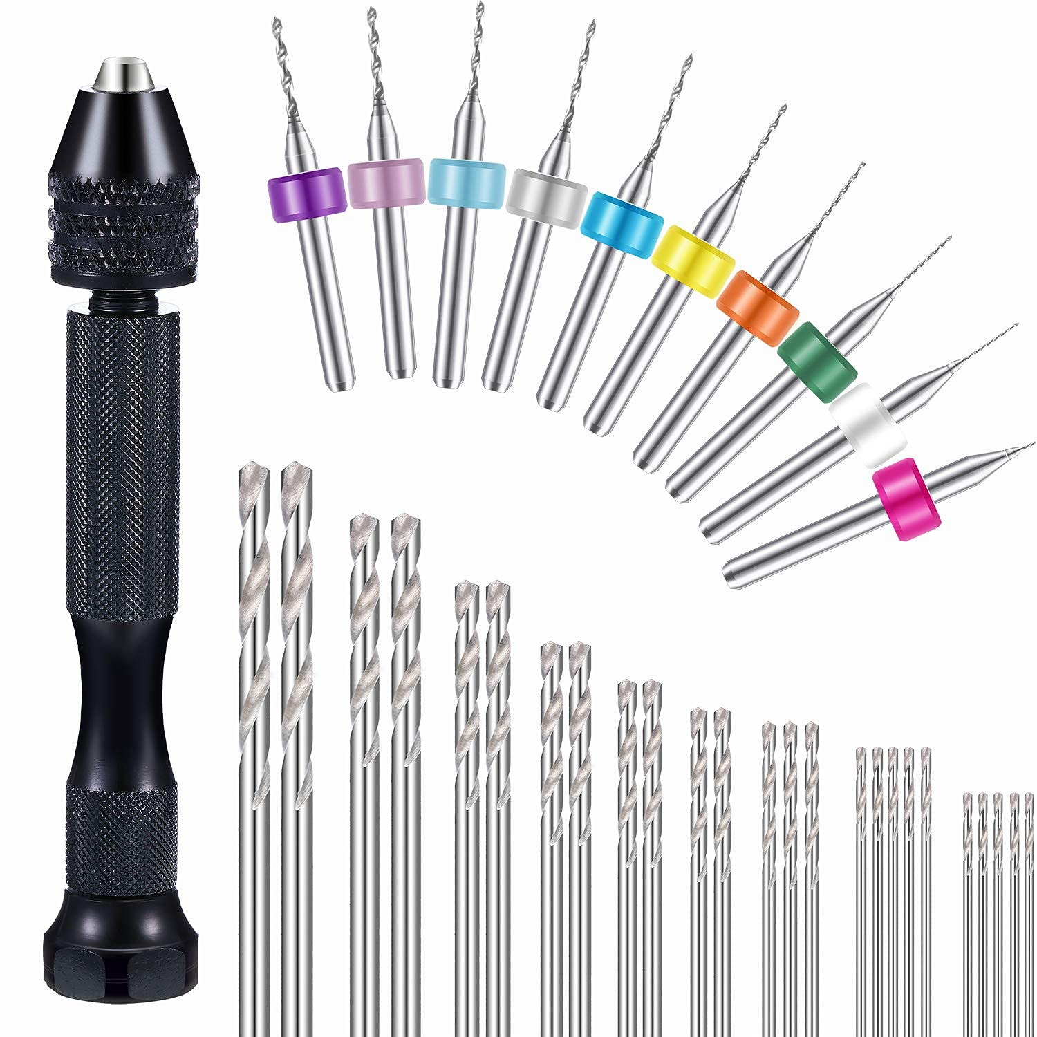 Supvox 36 Pieces Hand Drill Bits Set for Jewelry Making, Include 1 Pin Vise Hand Drill, 10 Mini Micro Drill and 25 Twist Drills for Resin Casting Molds Diamond Tipped Bead Plastic Keychain Pendant Supvox 36 Pieces Hand Drill Bits Set for Jewelry Making, Include 1 Pin Vise Hand Drill, 10 Mini Micro Drill and 25 Twist Drills for Resin Casting Molds Diamond Tipped Bead Plastic Keychain Pendant